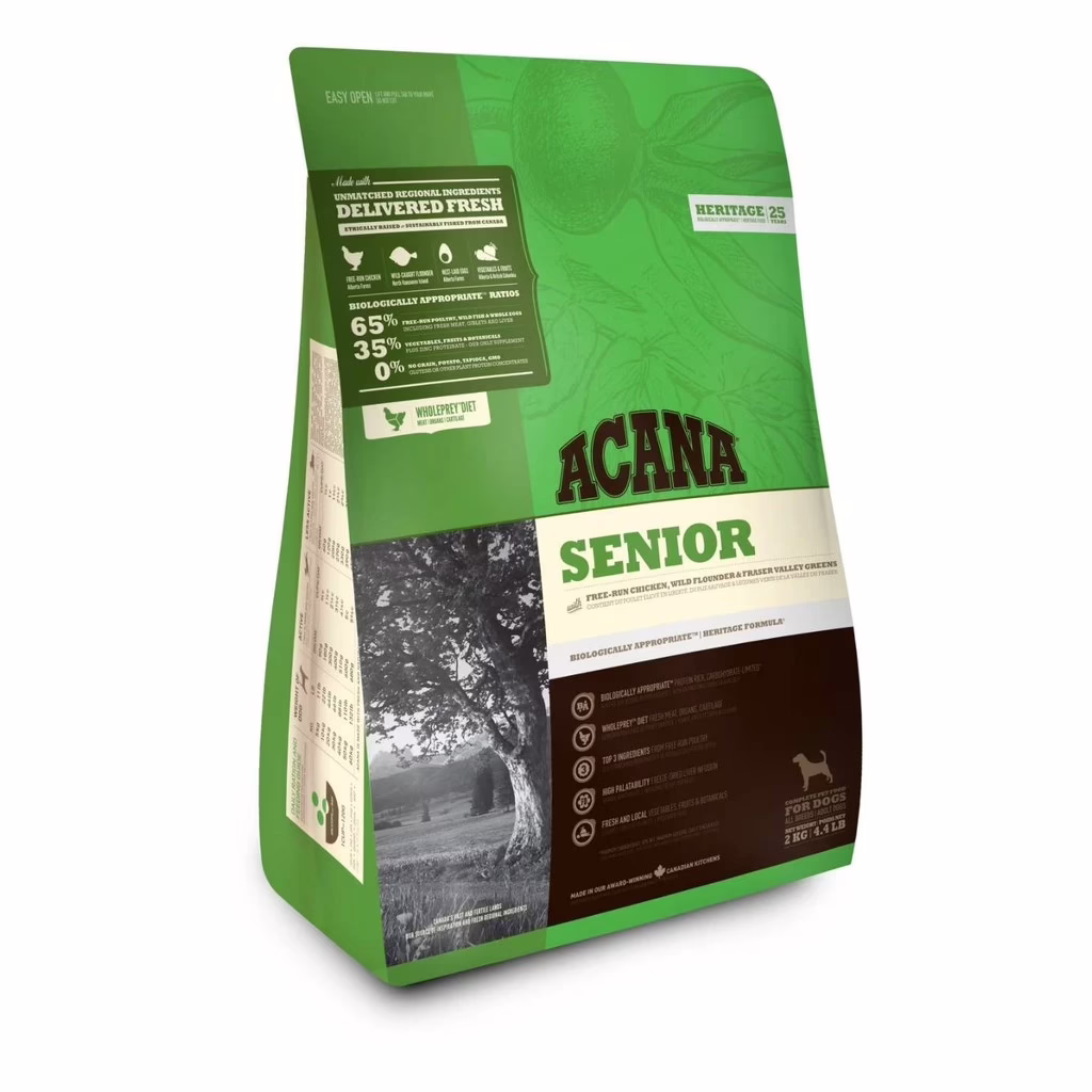 Acana 愛肯拿高齡犬飼料推薦，Senior 配方主打高蛋白低碳水，適合7歲以上老狗，支持肌肉與關節健康